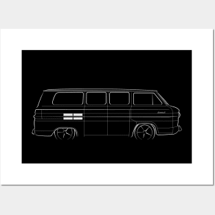 Chevy Corvair Greenbrier Van - profile stencil, white Posters and Art